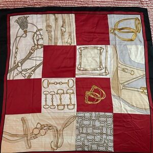 Elegant Red and Gold Equestrian Scarf